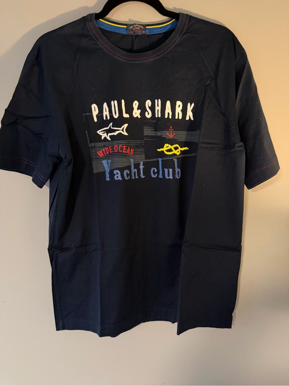 Paul & Shark Navy Graphic Yacht Club Tee Mens XL. Like new.